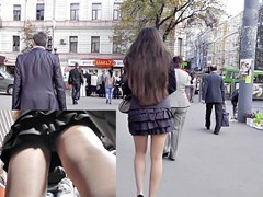 This XXX upskirt action was filmed in the subway