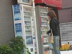 Vending machine sharking surprise with vocal sweet gal being totally stunned