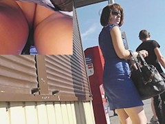 Upskirt - Shopping in a Blue Costume