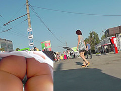 Bubble butt exposed in really sexy upskirt video