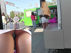 Voyeur upskirt clip with skinny girl's tasty ass