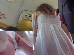 Real upskirt in bus presents pretty girl's butt