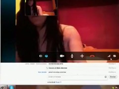 Cute girl has cybersex with her bf on skype and masturbates with a dildo