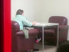 Candid Feet In Socks at Library