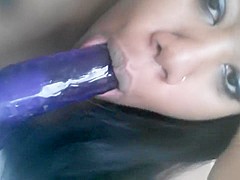Me deep throating my lovely dildo