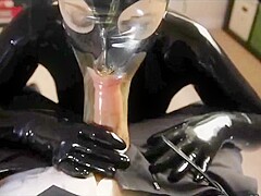 Latex Rubber Suffocation Hood - Latex breathplay - nun suffocates in a rebreather - PornZog Free Porn Clips