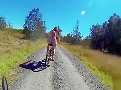 Sexy girl amazing nude bike ride