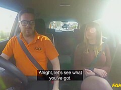 Chubby blonde with big tits, Madison Stuart is using her driving lessons to get a casual fuck
