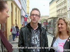 Young czech couple interviewed on the street