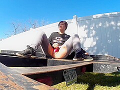 Love Playing With My Pussy Out In My Yard I Love The Excitment Of Being Watched Cum Watch Me Play!!!