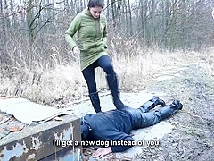 Walking The Doggy In The Cold - Boots Worship (femdom Footdom Boots Licking Foot Slave On Leash)
