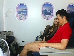 Stewardess gives nylon footjob in plane by Foot Girls